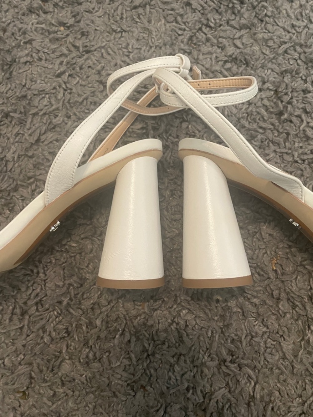 Sam Edelman White Strappy Square-Toe Ankle Strap Heels - Picture 2 of 5